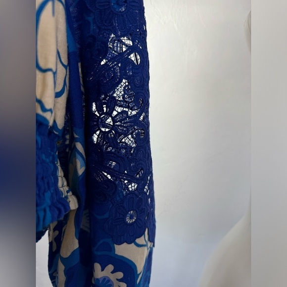 House of Harlow Long Sleeve Repeat Linen Top Tiered Skirt Set Matching flower - Picture 5 of 12